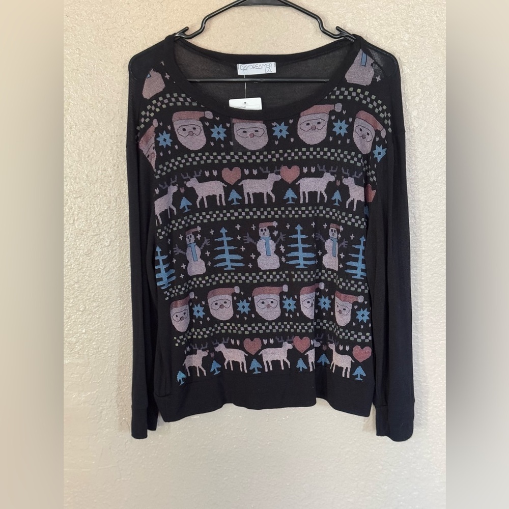 NWT Christmas Daydreamer Sweater Women’s‎ S Holiday Sweater Santa Print
